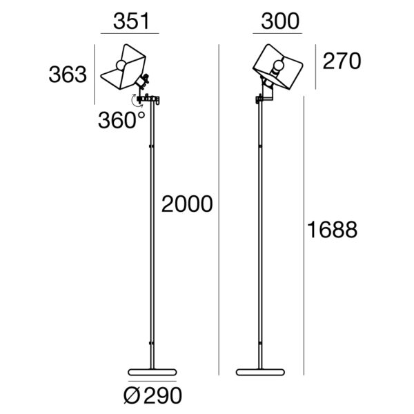 Triedro Vloerlamp Triedro Floor Design Joe Colombo voor Stilnovo