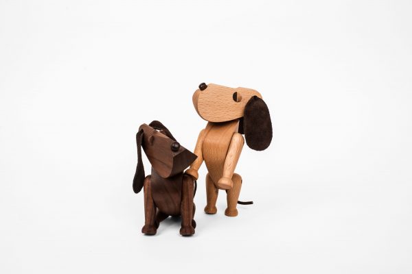 Houten Hond Oscar Bobby en Rufus design Hans Bolling voor Architectmade