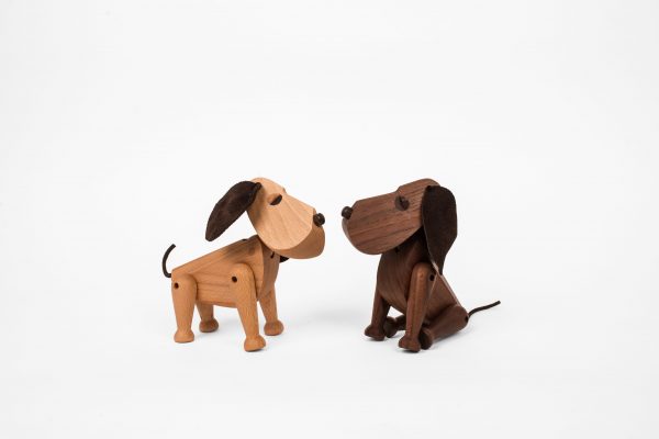 Houten Hond Oscar Bobby en Rufus design Hans Bolling voor Architectmade